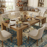 Garvee 71" Long Dining Table for 6-8, Farmhouse Wooden Kitchen Dining Room Table with Thickened Sturdy Frame, Rectangular, Natural Wood Strip Base, Wider Leg & Tabletop