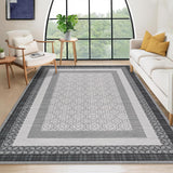 Garvee Modern Abstract Washable 8x10 Area Rug for Living Room, Bedroom, Dining Room, Playroom, Nursery, Grey, Ultra Thin, Low-Pile, Stain Resistant - Gray