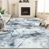 Garvee Extra Large Area Rug 9x12 Washable Non Slip Abstract Throw Rug for Living Room Low Pile Ultra Soft Marble Design Floor Cover Foldable Non Shedding Carpet for Bedroom Office, Blue - Blue