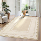 Garvee Washable Rugs 5x7 Bordered Non Slip Neutral Rug for Living Room Bedroom Dining Room Beige - Beige