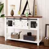 Garvee Entryway Table + Farmhouse & Industrial Style + Sliding Barn Doors + Particle Board & MDF Wood + Smooth Texture + Sturdy & Durable + For Kitchen, Dining Room, Living Room