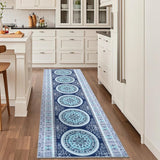 Garvee Vintage Boho Runner Rug 2x6 Washable Kitchen Runner Rug Blue Non-Slip Low Pile - Indigo