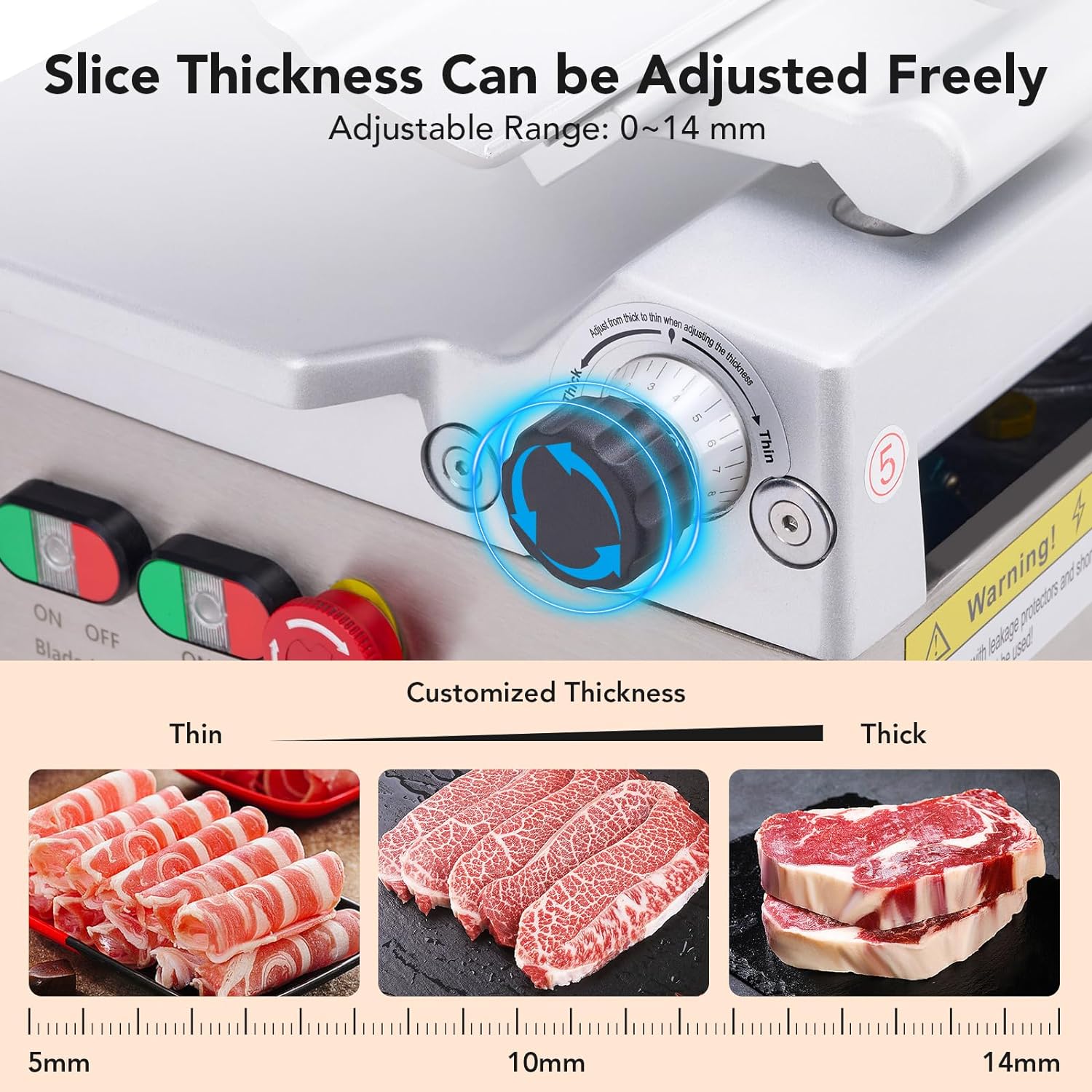 Garvee Automatic Meat Slicer, 550W Deli Slicer with 12" Carbon Steel Blade, Meat Slicer Machine with Adjustable Thickness From 0～14 mm Suitable For Shop/Commercial/Home Use