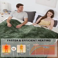 Garvee Heated Blanket Queen Size with Dual Control, Velvet Soft Fast Heating Blankets Queen, 4 Heat Settings & 10H Auto Off, Machine Washable, ETL Certified Electric Blanket, 84"x90" Green