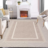 Garvee Modern Bordered Area Rug Washable Ultra-Thin Non-Slip Rug for Living Room, Bedroom, Office, Dorm, Non-Shedding Light Brown Carpett - Light Brown