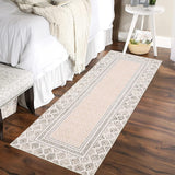 Garvee 2x6 Hallway Runner Rugs,Machine Washable Modern Rug, Foldable Rug Non-Shedding Soft For Home Decor Entryway Bed Room Laundry Room Indoor Trellis Design Creative Streak Pattern，Beige - Beige