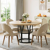 Garvee Round Dining Table for 4-6 with Storage Shelf, Sturdy Metal Frame, 47” Circle Kitchen Table, Natural Color, Modern Design for Kitchen & Living Room - Natural