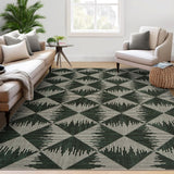 Garvee Modern Rugs for Living Room 9x12 Dark Green - Machine Washable, Stain-Resistant, Non-Slip Area Rug for Bedroom, Dining Room, Office - Dark Green