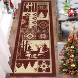 Garvee Kitchen Runner Rug Rustic Area Rug Christmas Decorative Runner Rug Long Hallway Runner Rug Indoor Entryway Runner Non-Slip Washable Rug for Bedroom Living Room Kitchen Nursery, Red 2' x 6' - Buffalo Elk