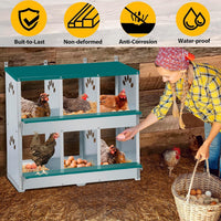 Garvee 6-Compartment Metal Nesting Box – Heavy-Duty Roll Away Egg Design w/Perch & Cover for Poultry Wall/Floor Mount, Green
