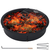 Garvee 36-Inch Round Steel Campfire Ring Liner Rim, All Weather Powder Coated Metal Bonfire Burner Insert for Patio Backyard and Garden - Black