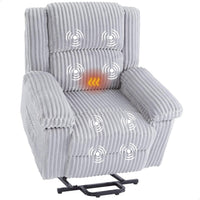 Garvee Power Lift Recliner Chair - Heat and Massage, Electric Lift Plush Recliner with Soft Padded Seat, Back Support & Armrests , Designed for the Elderly and People with Mobility Impaired, Light Gray