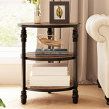 Garvee 3-Tier Round End Table with Storage Shelf, Metal Legs, MDF Wood, Ideal for Living Room, Bedroom, Small Spaces - Dark Oak - Dark Oak