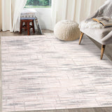 Garvee Modern Abstract Rug Machine Washable Transitional Striped Print Carpet with Non-Slip Backing Non-Shedding Stain Resistant Soft Low-Pile Floor Cover for Living Room Bedroom - Coffee Gray