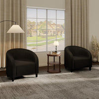 Garvee Accent Barrel Chair Boucle Club Chair with Sherpa Upholstery, Ergonomic Support, Durable Plastic Legs, Easy Assembly, for Living Room Bedroom, Black