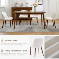 Garvee Set of 4 Mid-Century Modern Fabric Upholstered Dining Chairs with Padded and Solid Wood Legs, Beige