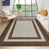 Garvee Washable 10x13 Area Rug Abstract Low-Pile Brown for Living Room Dining Room Bedroom Office - Brown