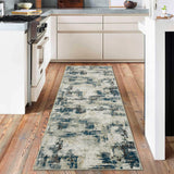Garvee Area Rug Washable Non-Shedding Abstract Rug Soft Non-Slip for Living Room Dining Room Indoor Playroom 2x6Ft Blue Green - Blue Green