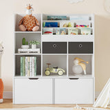 Garvee Kids Bookshelf 47.8in Toy Storage Organizer with Drawers Modern Bookcase with Cubbies Wooden Storage Cabinet Floor Toy Chest Playroom, Classroom, Nursery, Kids Room