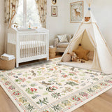 Garvee Jungle 4x6 Area Rugs Indoor Modern Cute Animal Print Non Slip Ultra Thin Beige - Beige
