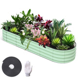 Garvee 8' X 2' X 1' Galvanized Raised Beds for Outdoor, Oval Raised Garden Bed with Open Base, Tool-Free Assembly Planter Raised Boxes for Outdoor Vegetables & Flowers, Green - Green