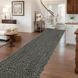Garvee Imitation Braided Collection-Print Long Hallway Runners 2x10 Washable Area Rug, Farmhouse Rustic Bordered Rug, Non Slip Soft Low Pile Indoor Carpet Runners for Entryways, Laundry Room - Gray & Brown