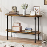 Garvee Console Table, 43.3" Entryway Table with Storage, 2 Tier Sofa Table with Metal Frame and MDF, Behind Couch Table for Living Room, Hallway, Entryway-Rustic Brown - Rustic Brown