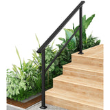 Garvee 5-Step Metal Handrail – Outdoor Stair Railing for Steps with Black Finish - Black