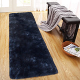 Garvee 2x8 Shaggy Runner Rug, Tie-Dyed Fuzzy Plush Carpet, Non-Skid Soft Floor Mat for Bedroom, Nursery, Kids, Indoor, Long, Multi-Color - Tie-Dyed Navy Blue