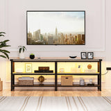 Garvee LED TV Stand, Entertainment Center for 70 inch TV Media Console Table, Gaming TV Stand with Storage Shelves and Power Outlets, Industrial TV Console Furniture for Living Room - Grey
