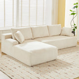 Garvee 106" Modular Sectional Sofa Cloud-Like L-Shaped Couch With Chaise Lounge Convertible Compression Sleeper No Assembly Required Corduroy Fabric for Living Room Bedroom Apartment - Beige