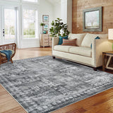 Garvee 8x10 Area Rugs for Living Room Machine Washable Area Rug 8x10 Living Room Vintage Rug Area Rug for Bedroom Living Room Dinning Room Home Office Low Pile Non Slip Grey - Gray