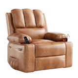Garvee 22" Widen Recliner Chair, 360° Manual Rocker Swivel Recliner for Adults, Lounge Chair with Side Pockets and Cup Holders, for Living Room, Bedroom, and Nursery, Vintage Leather - Brown