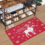 Garvee Christmas Welcome Doormat Red Deer Holiday Door Mat 17x29 Inch Winter Christmas Deer Indoor Welcome Mat Floor Door Mat Red Christmas Rug Entryway Front Porch Farmhouse Decor 17’’x29’’ - White