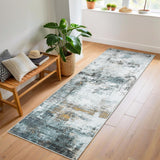 Garvee Abstract Green 2x6 Modern Washable Runner Rug – Stain-Resistant, Non-Slip, Non-Shedding Low-Pile Hallway or Kitchen Runner for Home Decor - Green