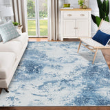 Garvee Large Area Rug for Bedroom Modern Accent Rug Machine Washable Rug Non-Slip 9x12 Carpet for Living Room Bedroom Dining Room Kitchen Rug - Blue