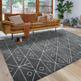 Garvee Large Area Rugs 10x13 Boho Moroccan Shaggy Living Room Rugs Geomertic Abstract Rug Non Slip Non-Shedding Floor Mat Soft Bedroom Dining Room Office Rug Accent Carpet - Gray