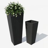 Garvee 2 Pack Large Planters for Indoor Plants, Outdoor Tall Planter with Drainage Holes, Plant Pots for Trees Flowers, All-Weather Use with Removable Insert Bucket (24inch, 32 inch, Black) - Black