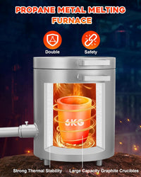 Garvee 6KG Propane Melting Furnace Kit, Large Capacity 2700°F High Foundry Home Kiln Smelting Gold Silver Copper Aluminum Metal Recycle Smelting Forge Casting Tool