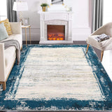 Garvee Large Rug 8x10 Modern Bordered Area Rug Washable Rug for Living Room Contemporary Border Print Accent Rug Non Slip Backing Throw Carpet Non-Shedding Floor Carpet for Bedroom Dining Office Teal - Teal