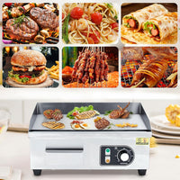 Garvee 22-Inch Commercial Electric Grill 1600W Non-Stick Stainless Steel Adjustable Temp 122°F-572°F for Home & Restaurant(WITH PLUG)
