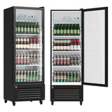 Garvee Commercial Merchandiser Refrigerator 10.18 Cu.Ft Glass Door Beverage Cooler With LED Light Adjustable Shelves For Restaurants Stores Offices Cafes Black