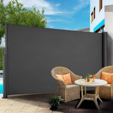 Garvee Retractable Outdoor Privacy Screen 118"x63" Waterproof UV-Resistant Sun Shade, Aluminum Frame, Easy Install, Grey - Grey