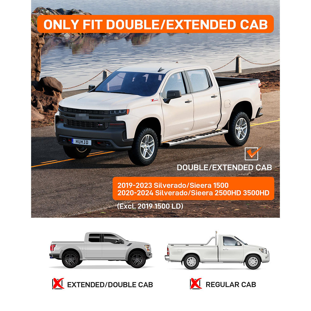 Garvee 6" Boards: 19-23 Silverado/Sierra 1500, 20-24 Model Fit - Silver / Stainless Steel