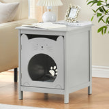 Garvee Cat Litter Box Enclosure with Soft Mat, Side Table Pet House with Door, Vent, Cat Litter Box Furniture, Litter Box Furniture, Cute Indoor Furniture Pet Crate (Grey) - Grey