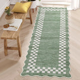 Garvee Hallway Runner Rug 2x6 Non Slip Scalloped Washable Rug for Kitchen Entry, Bathroom, Living Room, Green - Green