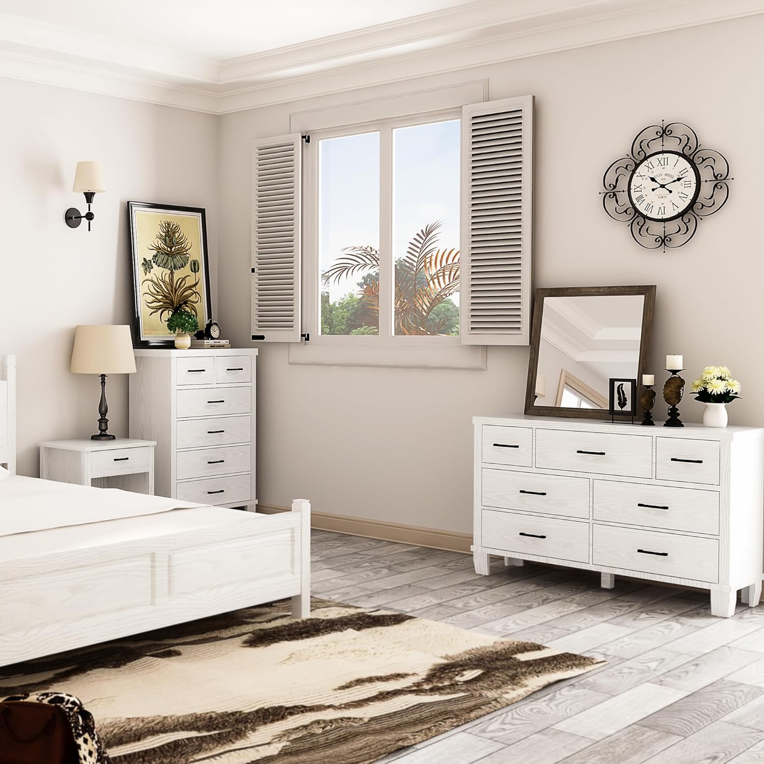Garvee 7-Drawer White Dresser with Metal Handles + Large Storage Capacity + Wood Construction + Anti-Tip Safety + Modern Design for Bedroom, Closet, Living Room, White