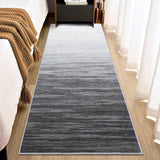 Garvee Modern Grey 2x6 Striped Runner Rug Washable Low-Pile Abstract Rug with Rubber Backing for Hallway, Entryway, Bathroom, Office, Grey - Gray
