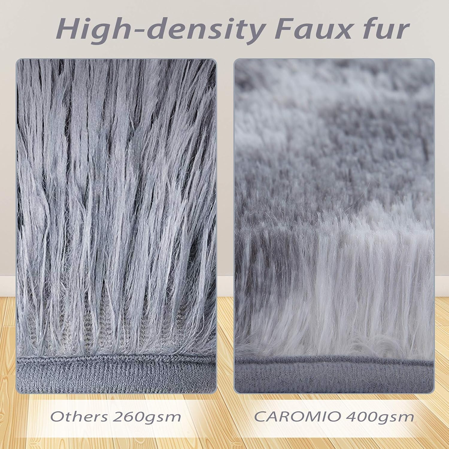 Garvee Fluffy & Sheepskin Light Grey 5'3" × 6'7" Area Rugs Shaggy Rug for Bedroom Fuzzy Rug Living Room Rugs Non-Slip Rug for Living Room Bedroom Dining Room Office Plush Rug,Grey