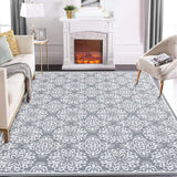 Garvee 5x7 Area Rugs Living Room Rugs Large Machine Washable Rug for Bedroom Non Slip Modern Rug Soft Faux Wool Floral Rug Vintage Print Rug Non Shedding Throw Carpet for Dining Room Home Office Grey - Gray